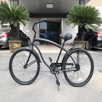 普通のペダル 黒色 シングルスピード 26インチ カスタムメンズ ビーチクルーザー バイク 大人 総重量 17kg