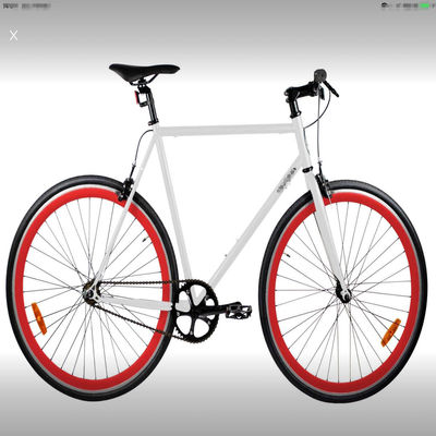 58cm 60cm ホワイトフレーム レッドリム 700c シングルスピード固定固定ギア バイク ダブルVブレーキ
