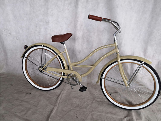 26インチ 白色 シングルスピード 女性用 ビンテージ ビーチクルーザー自転車