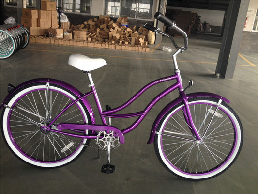 26インチ 白色 シングルスピード 女性用 ビンテージ ビーチクルーザー自転車