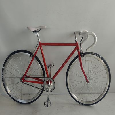 58cm 固定自転車 赤色 厚く滑る 700c タイヤと鋼フォーク 4130 クロームフレーム