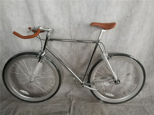クラシック 700Cx28C ヴィンテージ クロム固定ギア自転車 58cm シングルスピード固定自転車 13kg