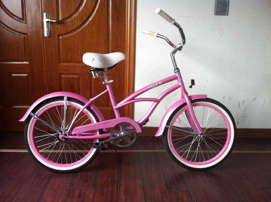 20インチシングルスピードコースター ブレーキピンク アメリカンOEMロゴ ミニキッド 小型フレーム CE 女の子 ビーチクルーザー バイク