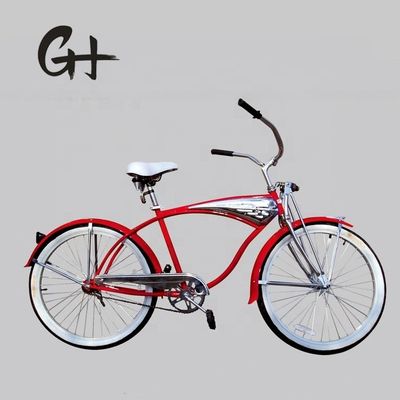 17kg 26inch 68Spokes Rim Sliver カラー CPフレーム クロムペイント シングルスピード OEM/ODM 男性 フロントスプリングフォーク ビーチクルーザー自転車