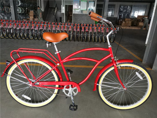 青色 シングルスピード 26インチ 男性用ヴィンテージ・クルーザー自転車 フロントホイール Vブレーキ
