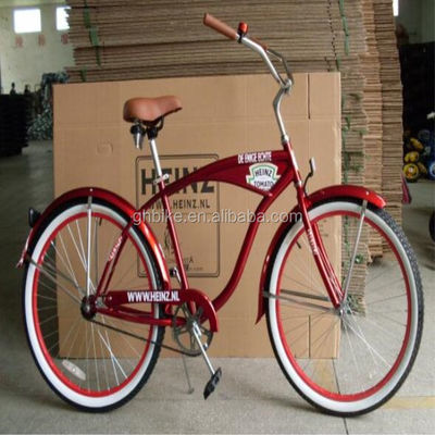 26インチ シングル スピード スチール フレーム 脚ブレーキ ビーチクルーザー 自転車 成人の男性向け 宣伝