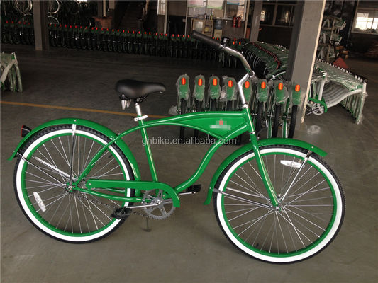 26インチ シングル スピード スチール フレーム 脚ブレーキ ビーチクルーザー 自転車 成人の男性向け 宣伝