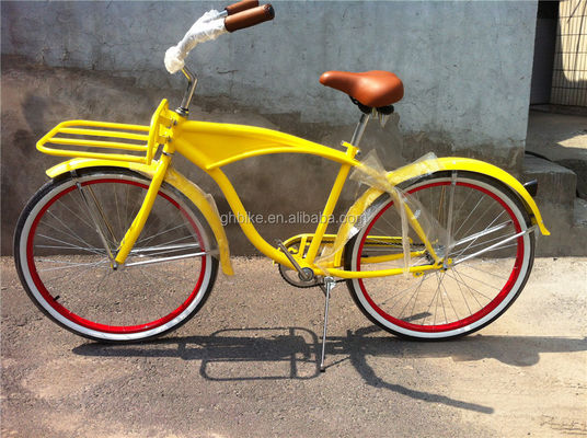 26インチ シングル スピード スチール フレーム 脚ブレーキ ビーチクルーザー 自転車 成人の男性向け 宣伝