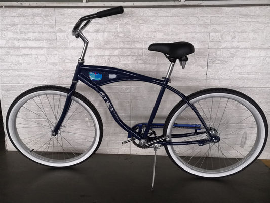 26インチ シングル スピード スチール フレーム 脚ブレーキ ビーチクルーザー 自転車 成人の男性向け 宣伝