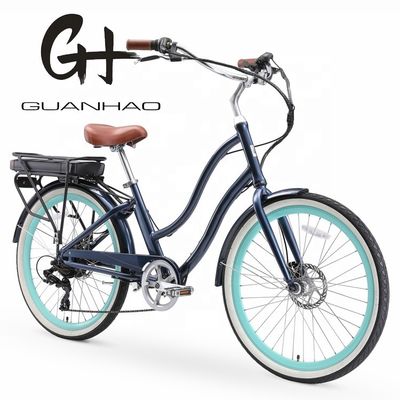 26&quot; 500W OEM オーダーメイド CE 48V 14AG リチウム電池 7 スピード PAS ステップスルー 女性 レディ・ガール ビーチクルーザー 電動自転車