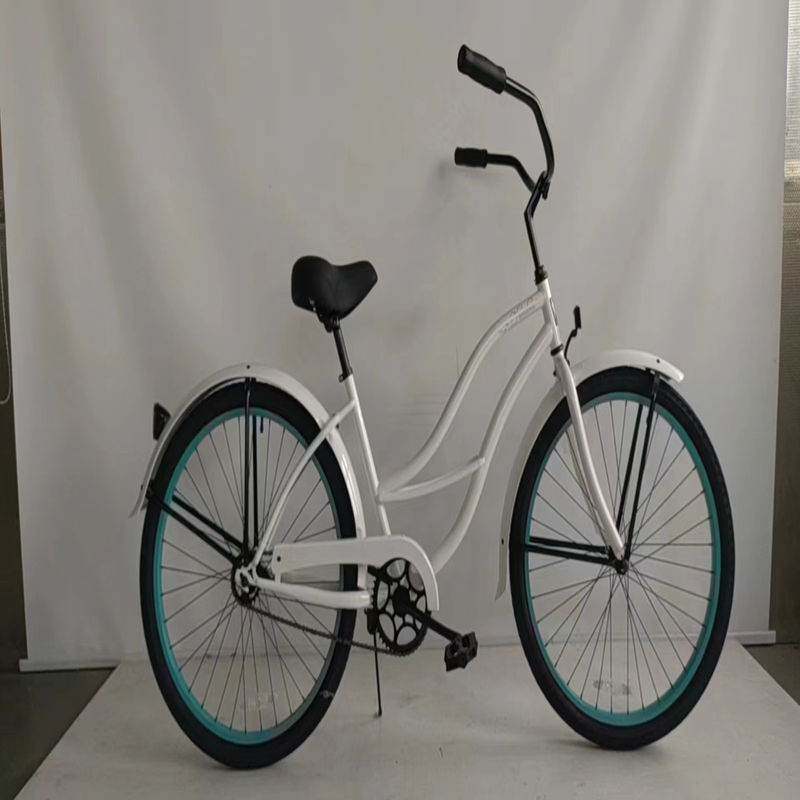 26インチ 白色 シングルスピード 女性用 ビンテージ ビーチクルーザー自転車