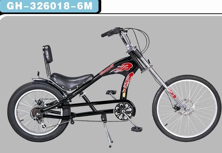 20'-24' ヘリコプターバイク 全黒 アルミニウム合金 フォーク素材と太いタイヤ