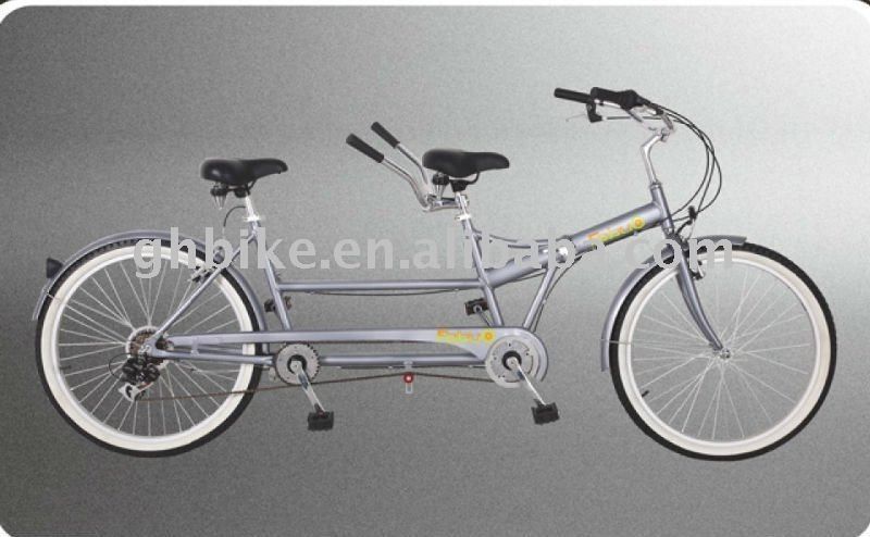 シマノ7スピードタンデムバイク 26インチ 折りたたむタンデム自転車 鉄筋2座
